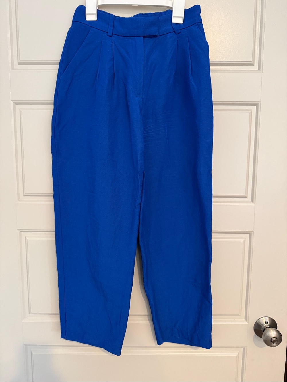 H&M Bright Blue Linen-Blend Trousers